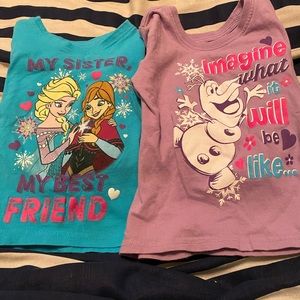 Two Disney Frozen long sleeved toddler shirts